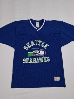 Logo 7 Vtg 80s Seattle Seahawks Jersey Shirt Womns/Youth Lg Mens Med Made In USA